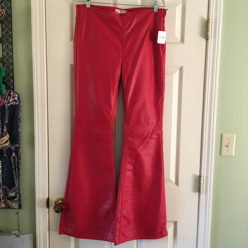 Free People Penny Vegan Pants NWT Size 31 - Red